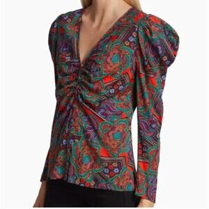 NWT Veronica Beard Simmons Paisley Floral Silk Blend Top Size 16
